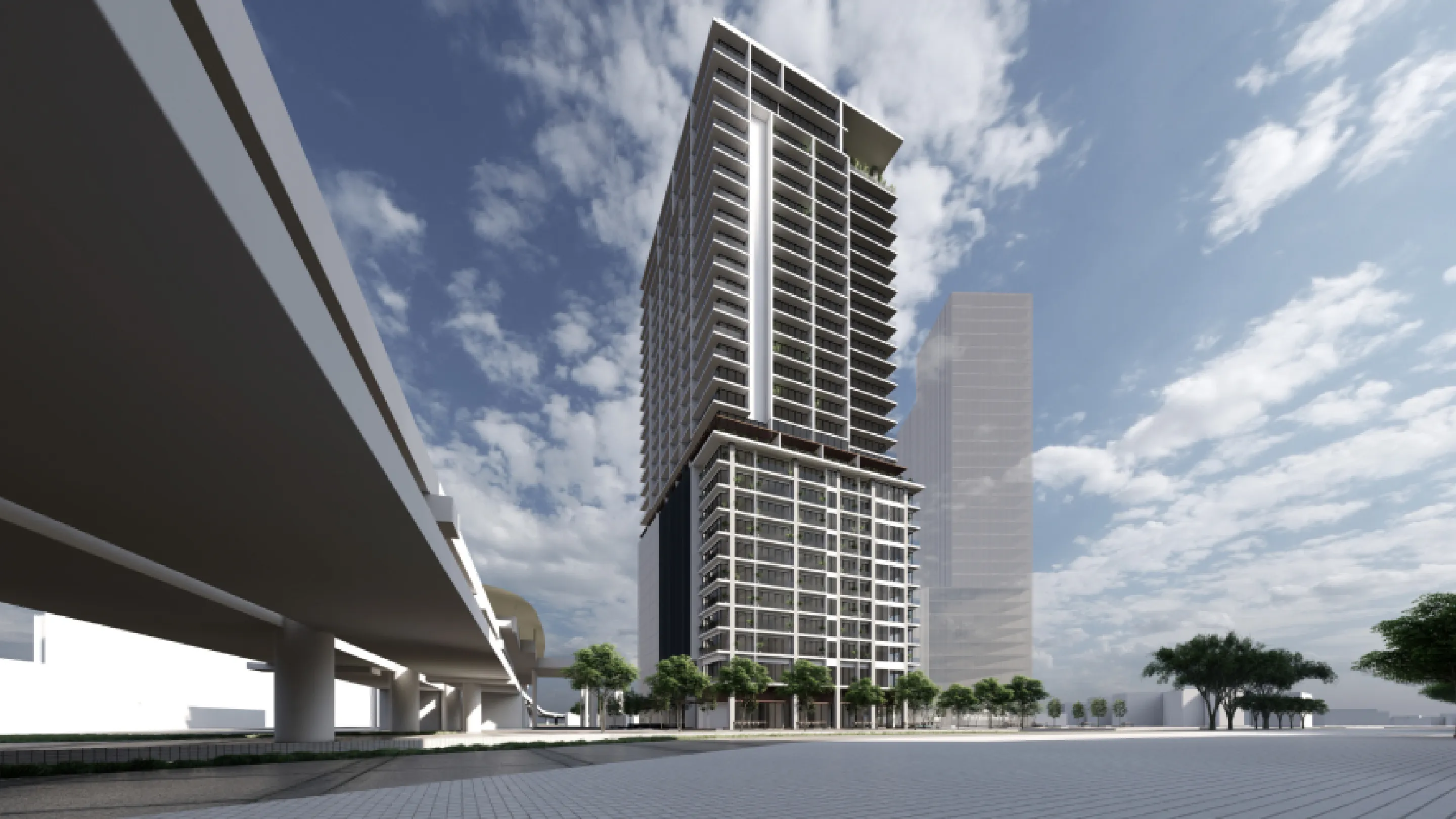 Render de torre de usos mixtos
